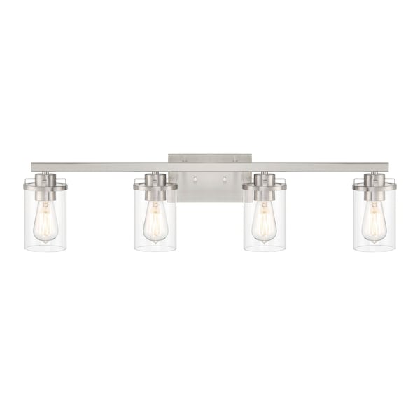 Designers Fountain Jedrek 33.75in 4-Light Brushed Nickel Industrial Indoor Vanity Light with Clear Glass Shades 93304-BN - main